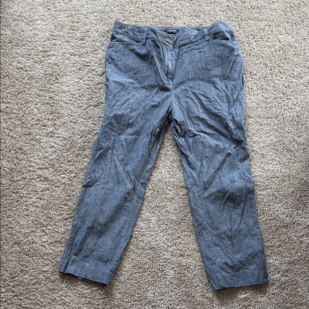 Lands' End Women's Gray Cotton Trousers 14